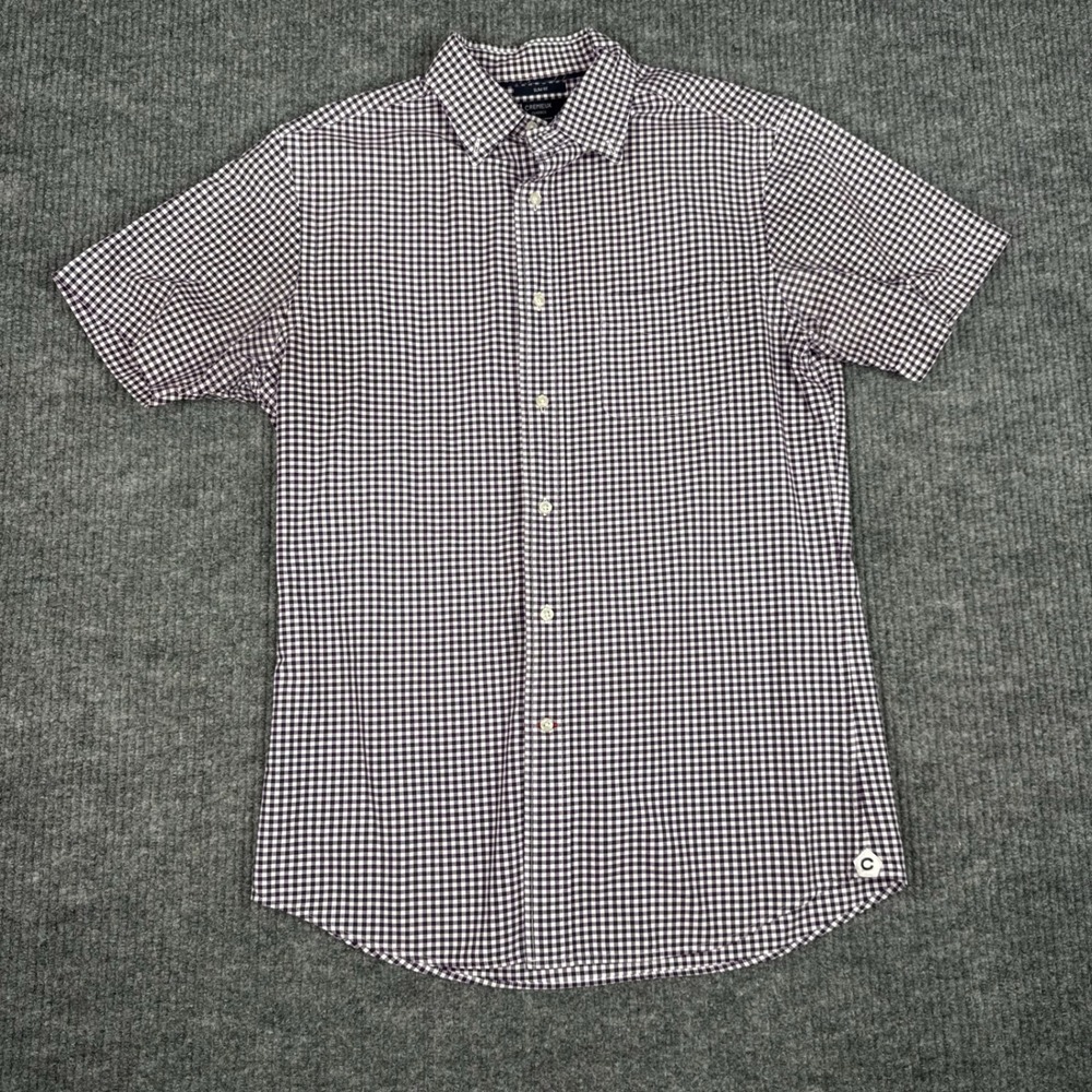 Cremieux Button Down Shirt Mens M Cotton Short Sleeve Gingham Preppy Picnic